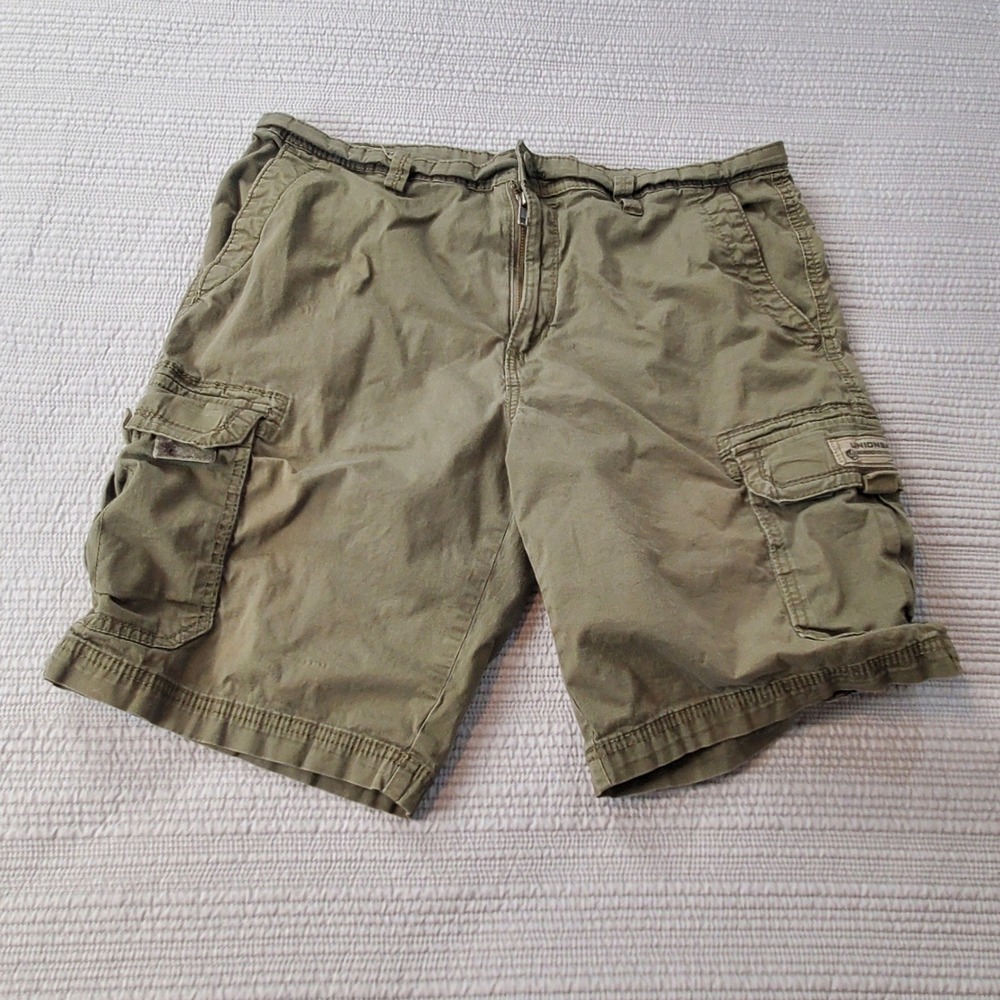 Unionbay Cargo Shorts Mens 34 Green Cotton Stretch Utility Pockets